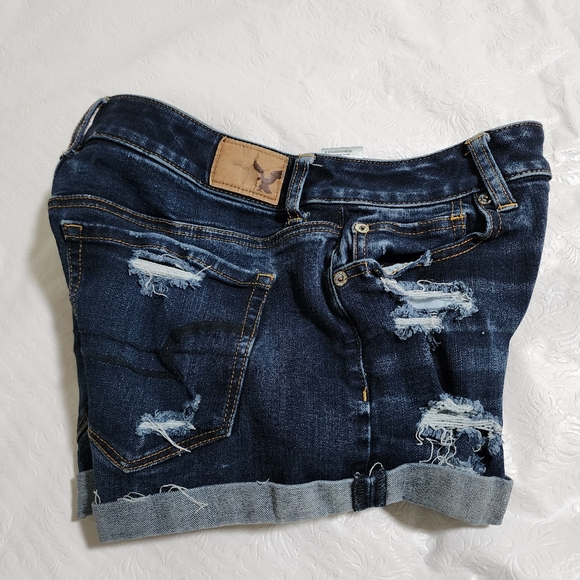 American Eagle Outfitters Denim Hi Rise Shortie Distressed Women's Size 4 Shorts - Picture 2 of 10